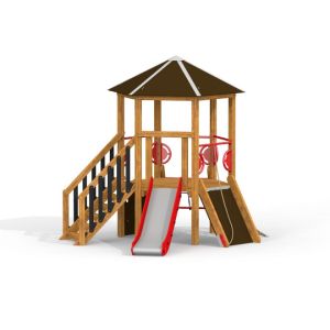 Six Angle w/ Stairs & Slide (H90) wooden playhouse